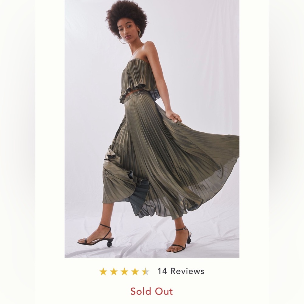 Anthropologie metallic skirt set